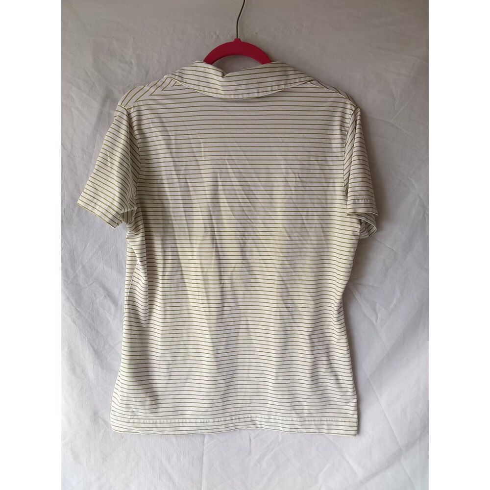 Nike Golf L White with Green Striped V-neck Polo Short Sleeve - Picture 4 of 5